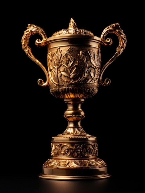 Gold trophy cup black background