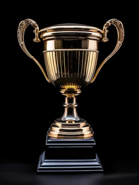 Gold trophy cup black background