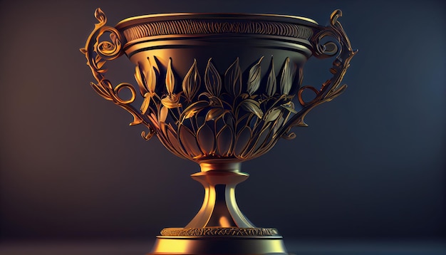 Gold trophy cup realistic isolated background AI generated