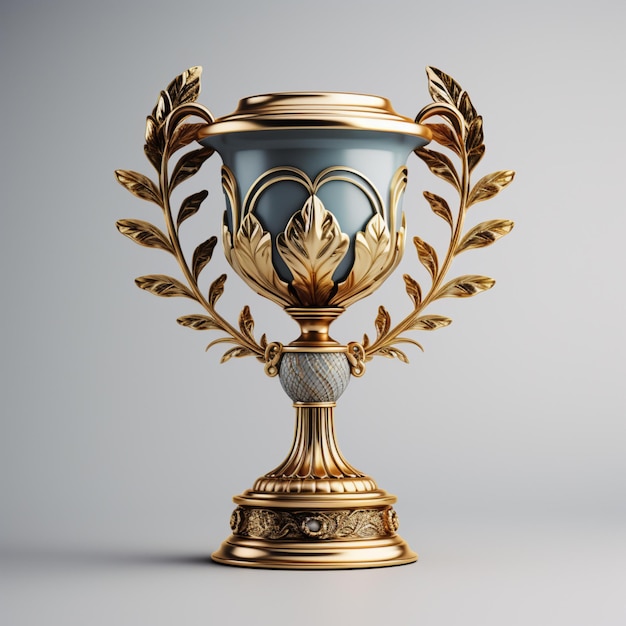 a gold trophy cup on a white background in the style of realistic rendering