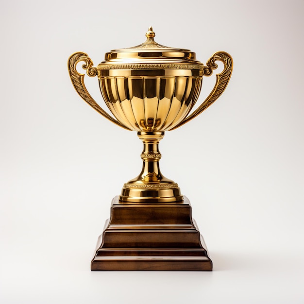 a gold trophy cup on a white background in the style of realistic rendering
