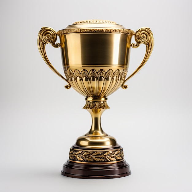 a gold trophy cup on a white background in the style of realistic rendering