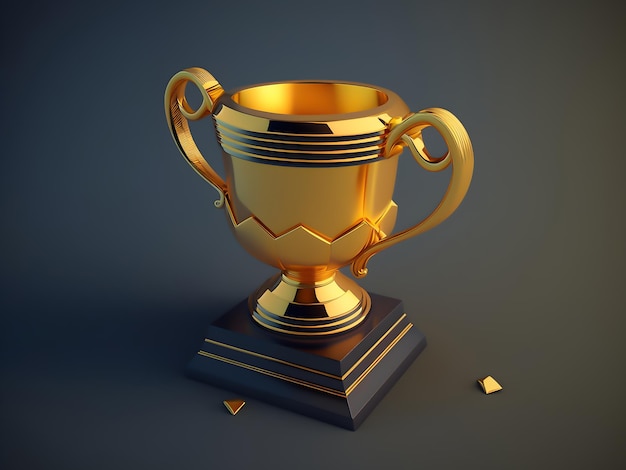 A gold trophy with the word broken on it