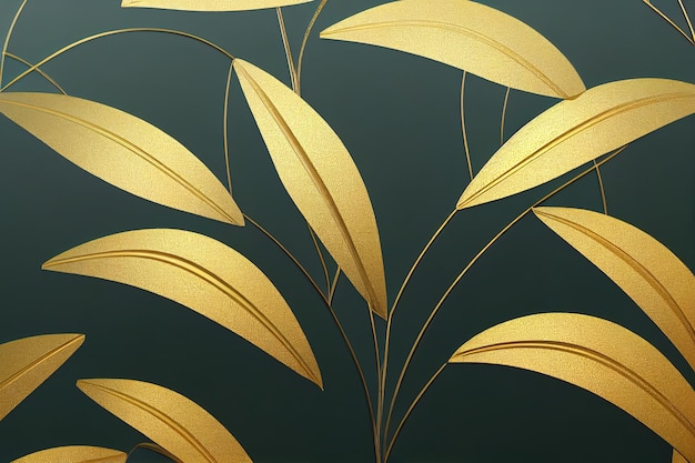 Gold Tropical Wallpaper Design 3D illustration