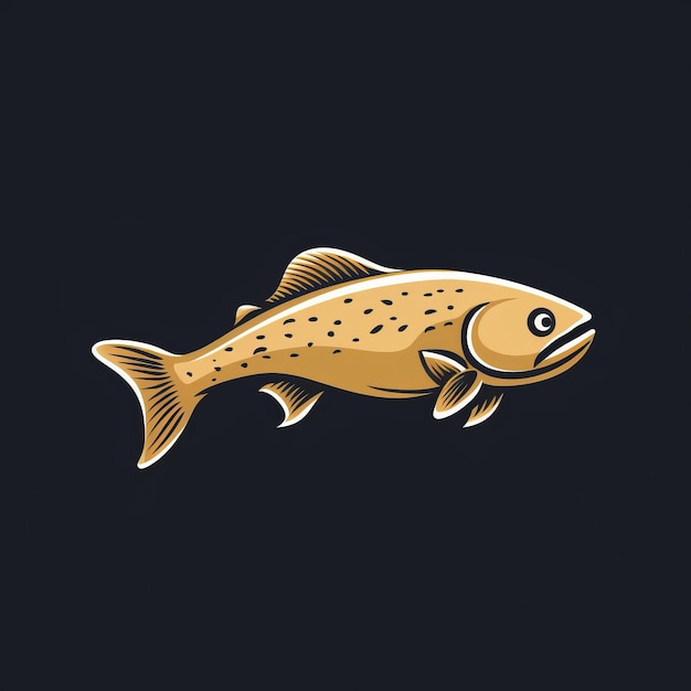 Gold Trout Simple Flat Vector Logo Ontwerp