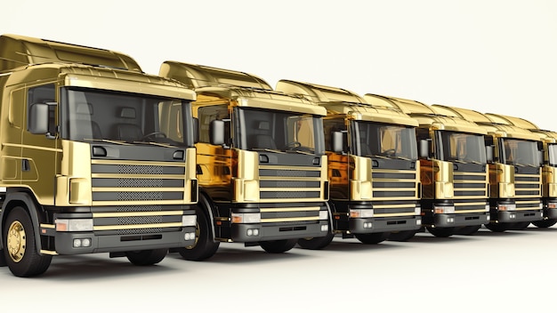 Rendering 3d di camion d'oro