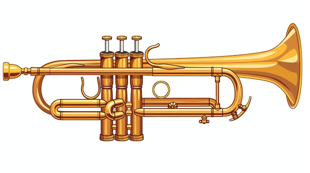 Photo a gold trumpet with a white background the trumpet is a brass instrument that is played by blowing air through a mouthpiece