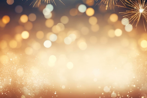 Фото Золотой винтажный фейерверк и боке в канун нового года и пространство для копирования