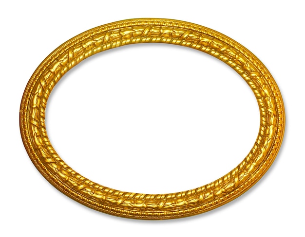 Gold vintage frame isolated on white background with clipping path