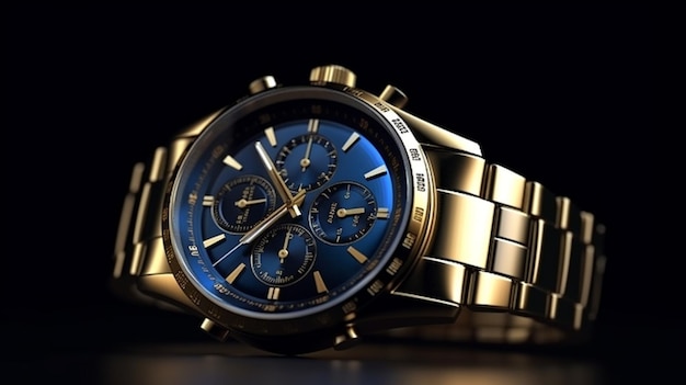 A gold watch with the word time on the face