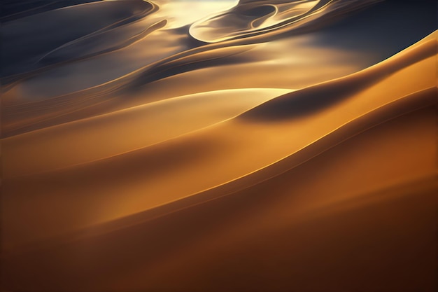 Gold Water 3D render abstract background with waves and fluid