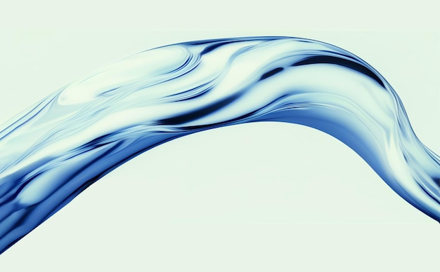 Золотая вода 3D визуализирует абстрактный фон с волнами и жидкостью