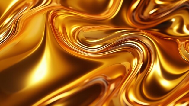 Gold water 3d render abstract background