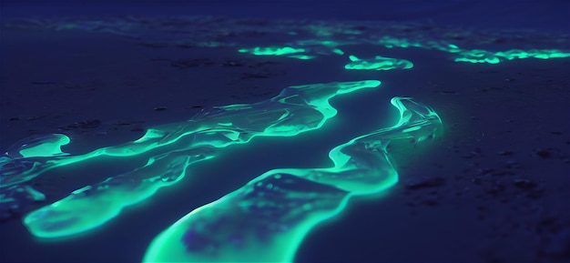Gold Water 3D render abstracte achtergrond met golven en vloeistof