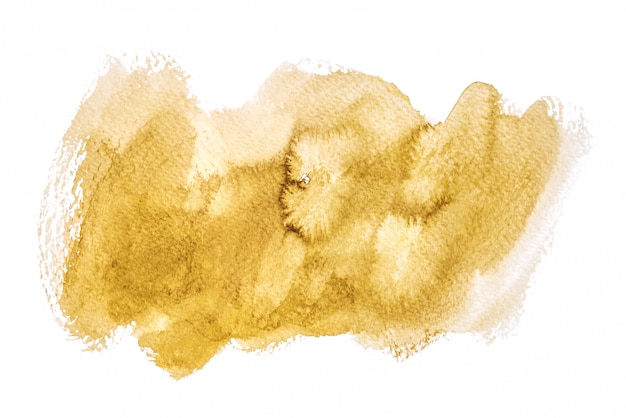 Photo gold watercolor isolated on white backgrounds, hand painting on crumpled paper