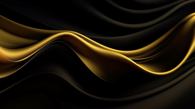 Gold waves on a black background