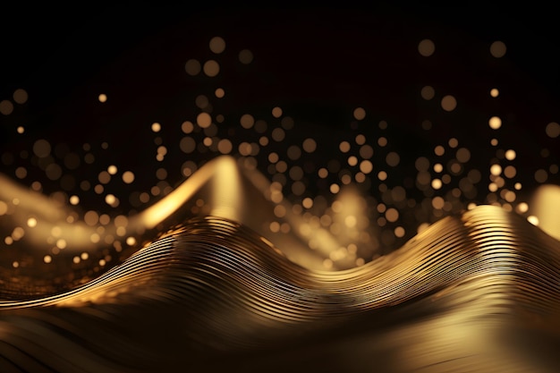 Gold waves on a black background