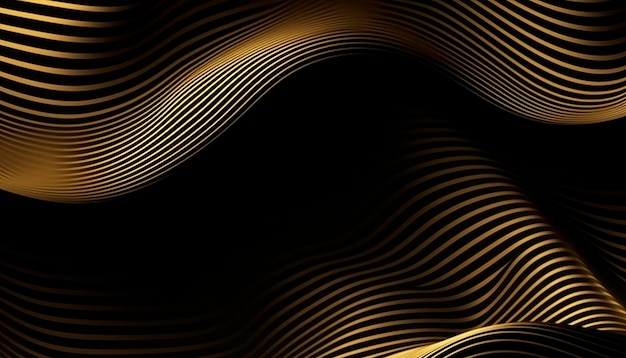 Gold waves on a black background