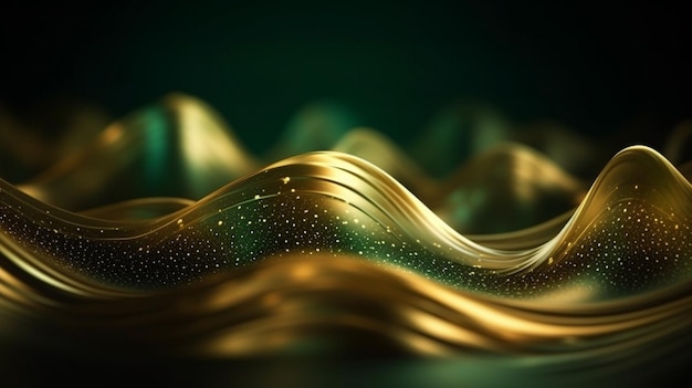 Gold waves on a green background