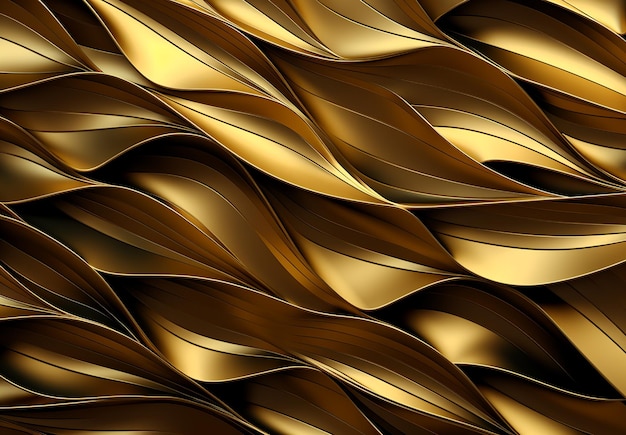 Gold Waves And Shapes Background