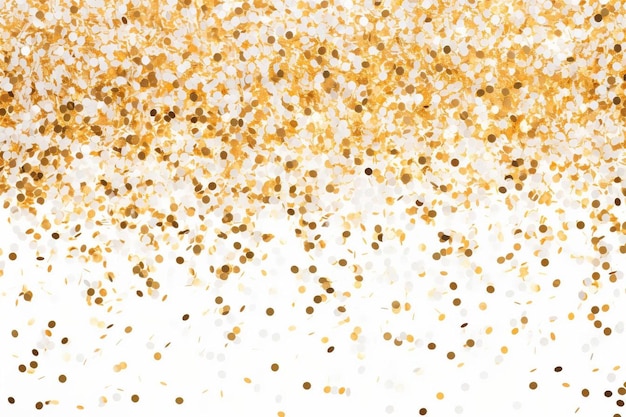 a gold and white background with confetti