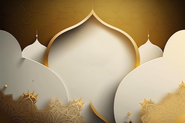 A gold and white background with a gold design and a white background.