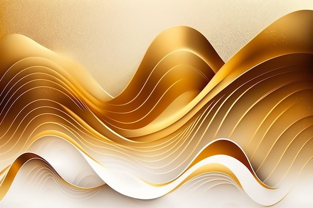 波状のデザインの金と白の背景。