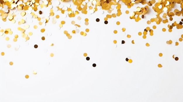 Foto confetti dorati e bianchi sullo sfondo lussuoso con bokeh e scintille scintillanti