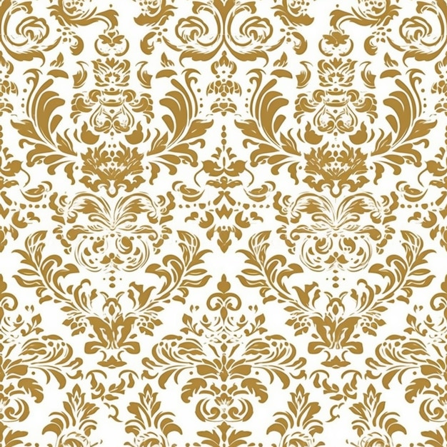 a gold and white damask pattern with swirls and scrolls generative ai