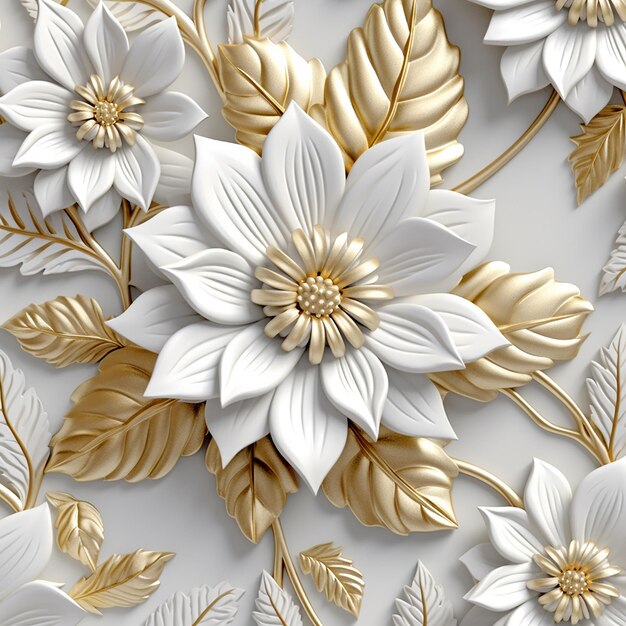 A gold and white flower pattern with the name