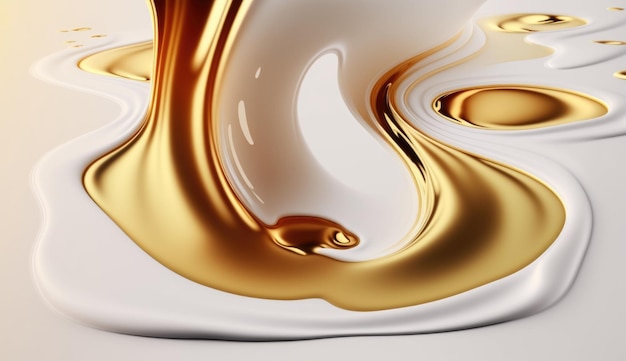 Gold and white flowing liquid Generative Ai