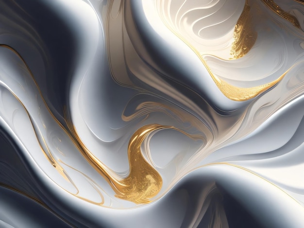 A gold and white marble painting with gold paint.