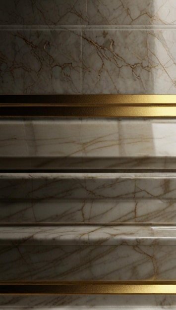 Photo a gold and white marble wall with a gold pattern