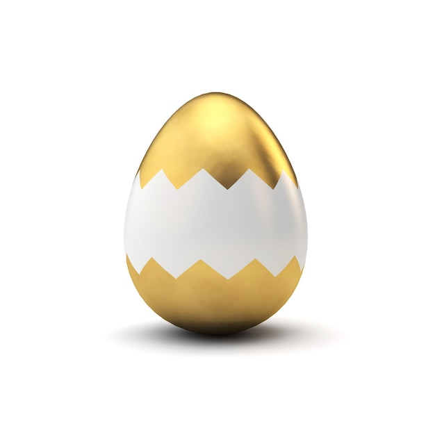 Gold and white pattern luxury easter egg 3D Rendering