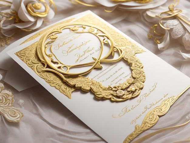 Foto cartella di auguri d'oro e bianca d'epoca modello di ornamento di lusso ottimo per inviti volantini menu brochure cartolina sfondo carta da parati decorazione imballaggio o qualsiasi idea desiderata