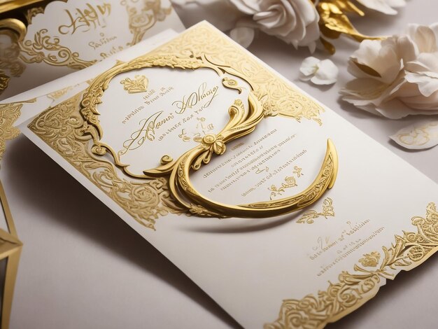 Photo gold and white vintage greeting card luxury ornament template great for invitation flyer menu brochure postcard background wallpaper decoration packaging or any desired idea