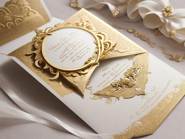 Foto cartella di auguri d'oro e bianca d'epoca modello di ornamento di lusso ottimo per inviti volantini menu brochure cartolina sfondo carta da parati decorazione imballaggio o qualsiasi idea desiderata