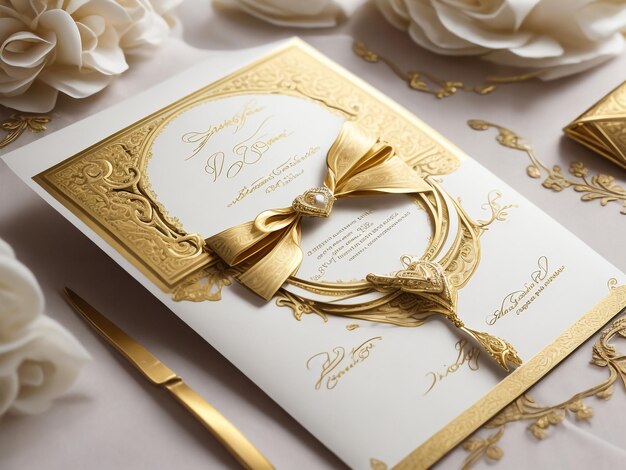 Photo gold and white vintage greeting card luxury ornament template great for invitation flyer menu brochure postcard background wallpaper decoration packaging or any desired idea