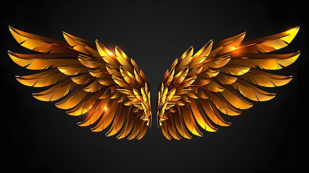 a gold wing with a golden wings on a black background