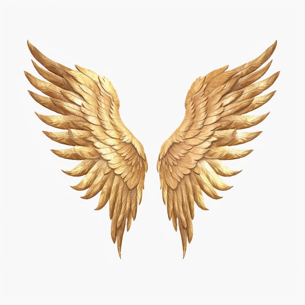 Gold wings on a white background