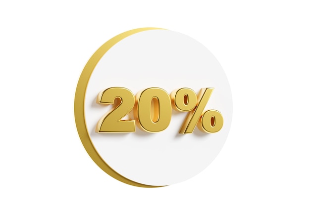 Golden 20 percent discount sign isolated on white background\
sale special offer good price deal shopping cut out design element\
sale up to 20 percent off 3d rendering