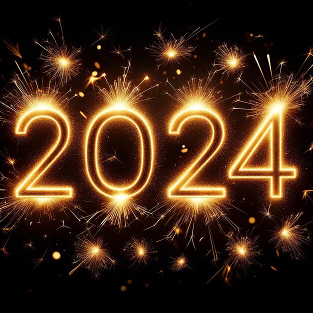 Golden 2024 with Sparkling New Year Greetings