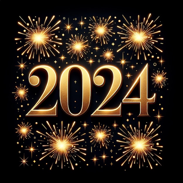 Golden 2024 with Sparkling New Year Greetings