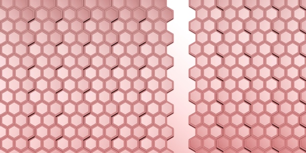 Golden abstract hexagon Golden honeycomb wall Elegant bokeh 3d illustration