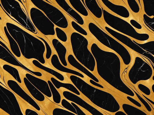Golden Abstract Pattern on Black Marble Background