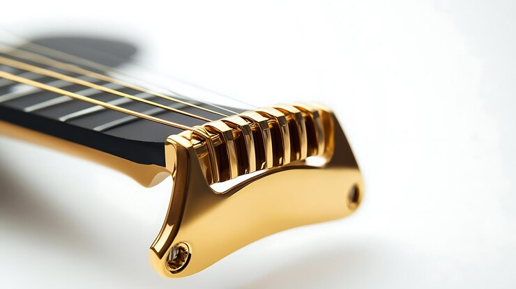 Фотография деталь golden acoustic guitar bridge (золотой акустический гитарный мост)