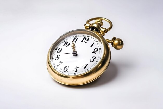 golden alarm clock on a white background