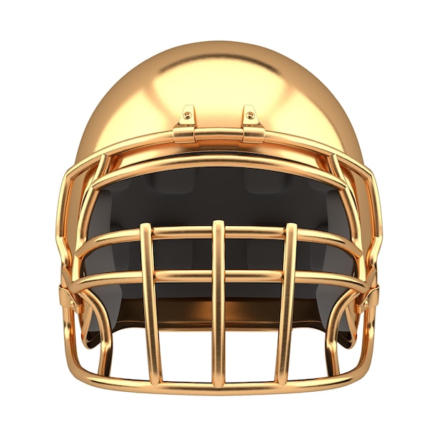 Golden american football helmet isolated