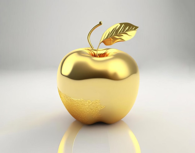 Golden apple on white background AI generated