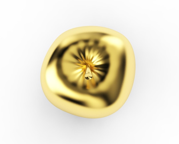 Golden apple on white background. High resolution 3D render